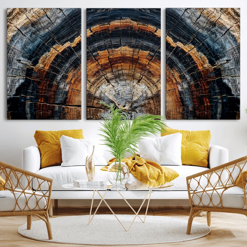 Abstract Wood Grain Canvas Print, Tree Ring Pattern Wall Art, Extra Large Living Room Wall Decor