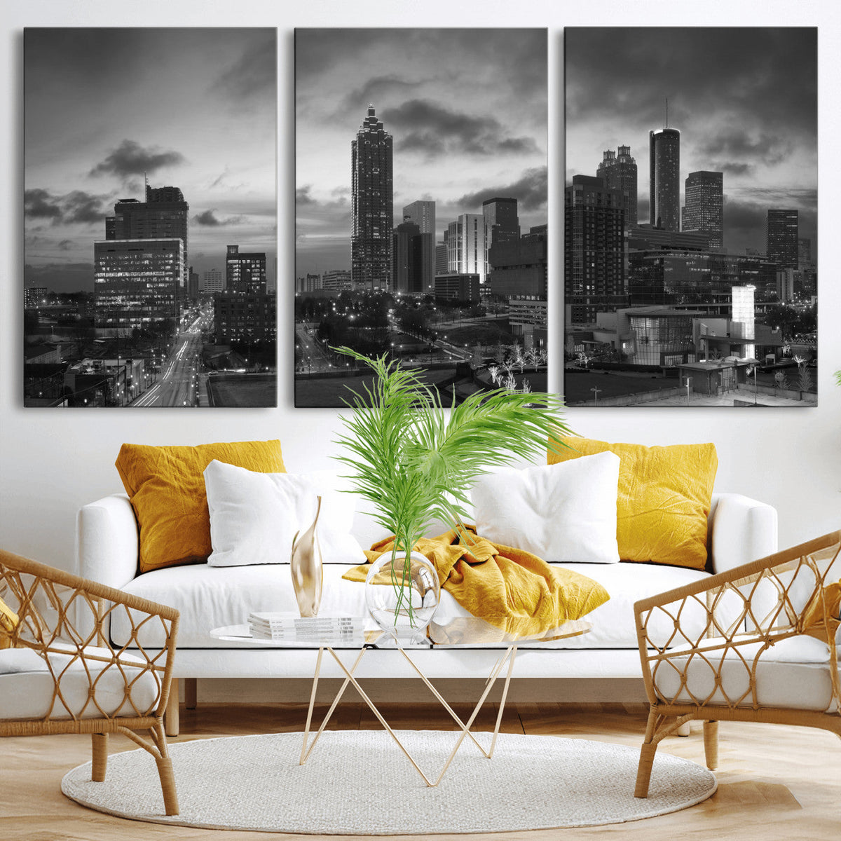 Atlanta Skyline Wall Art Canvas Print, Atlanta Downtown Night Cityscape