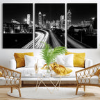 Atlanta Skyline Wall Art Canvas Print, Atlanta Downtown Night Cityscape