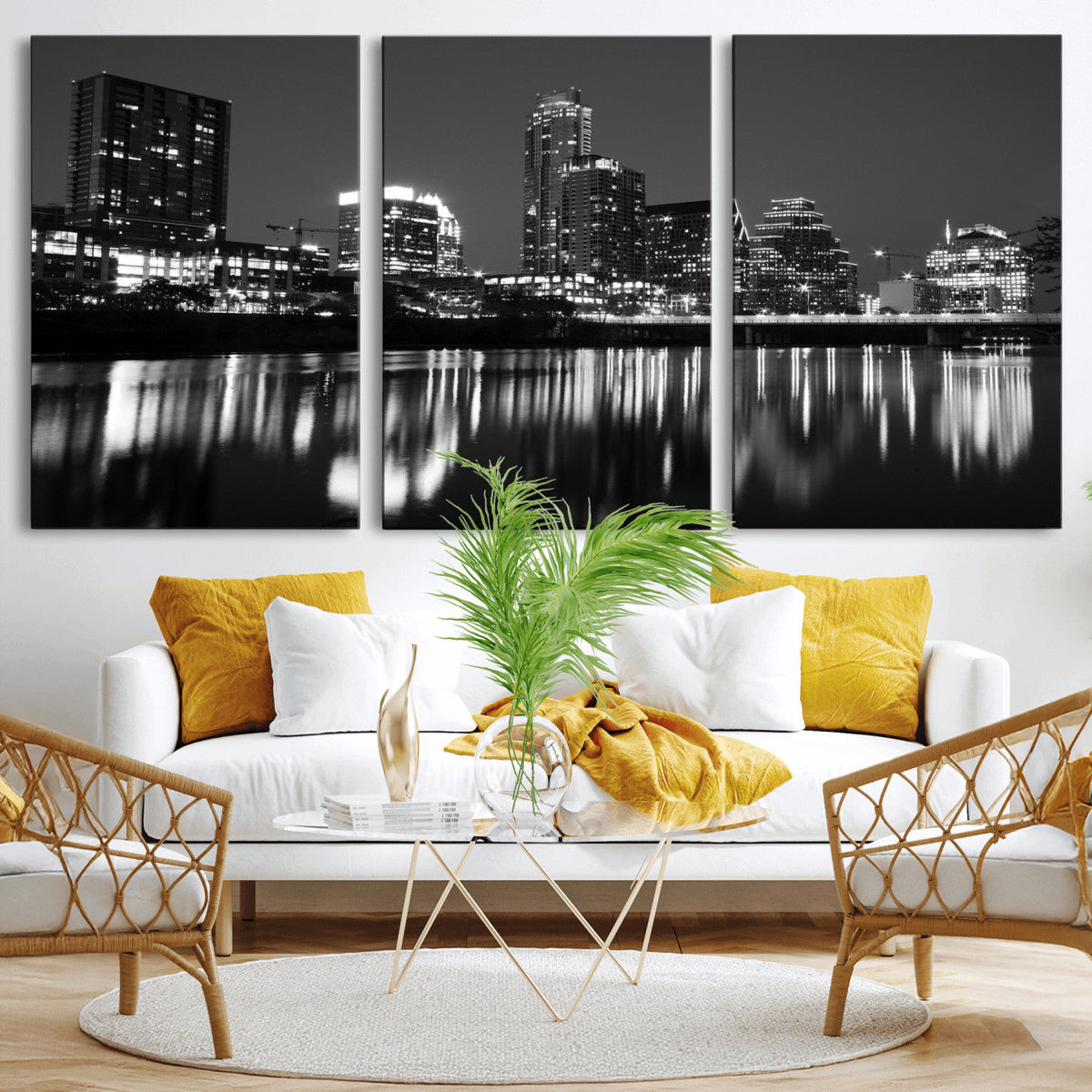 Austin Skyline Wall Art Canvas Print, Austin Downtown Night Cityscape
