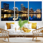 Austin Skyline Wall Art Canvas Print, Austin Downtown Night Cityscape