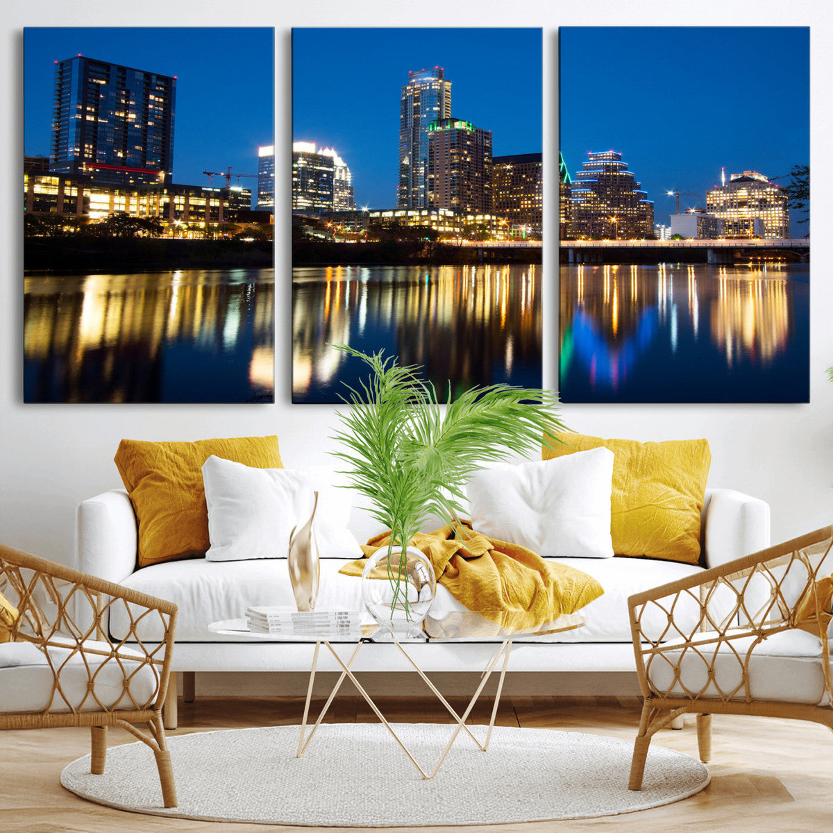 Austin Skyline Wall Art Canvas Print, Austin Downtown Night Cityscape
