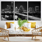 Austin Skyline Wall Art Canvas Print, Austin Downtown Night Cityscape