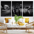 Boston Wall Art Canvas Print, Boston City Downtown Night Cityscape