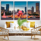 Chicago Wall Art Canvas Print - Chicago City Downtown Night Cityscape