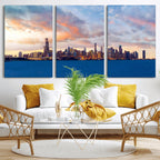 Chicago Wall Art Canvas Print - Chicago City Downtown Night Cityscape