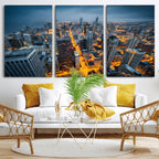Chicago Wall Art Canvas Print - Chicago City Downtown Night Cityscape