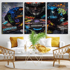 Graffiti American Football Player Street Art Wall Art Canvas Print