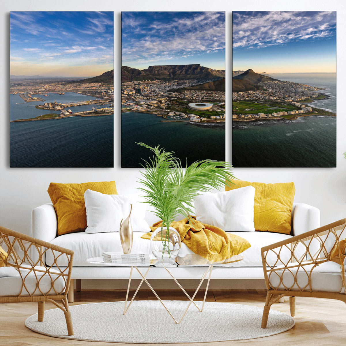 Cape Town Wall Art Canvas Print | Table Mountain Coastal Skyline Panorama