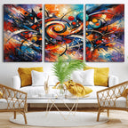 Geometric Abstract Wall Art Canvas Print, Orange Blue