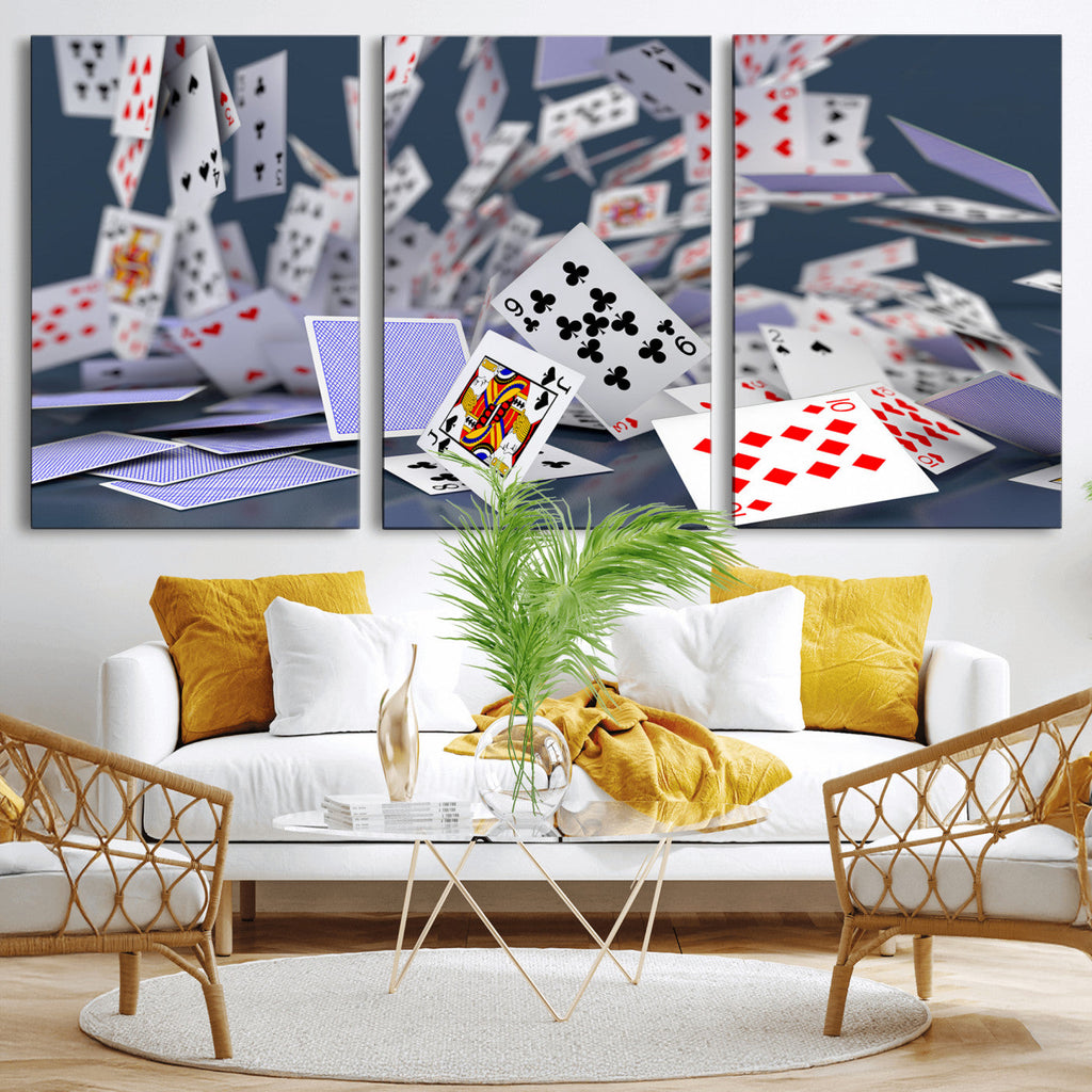 Playing Cards Canvas Wall Art | Casino Game Room Decor