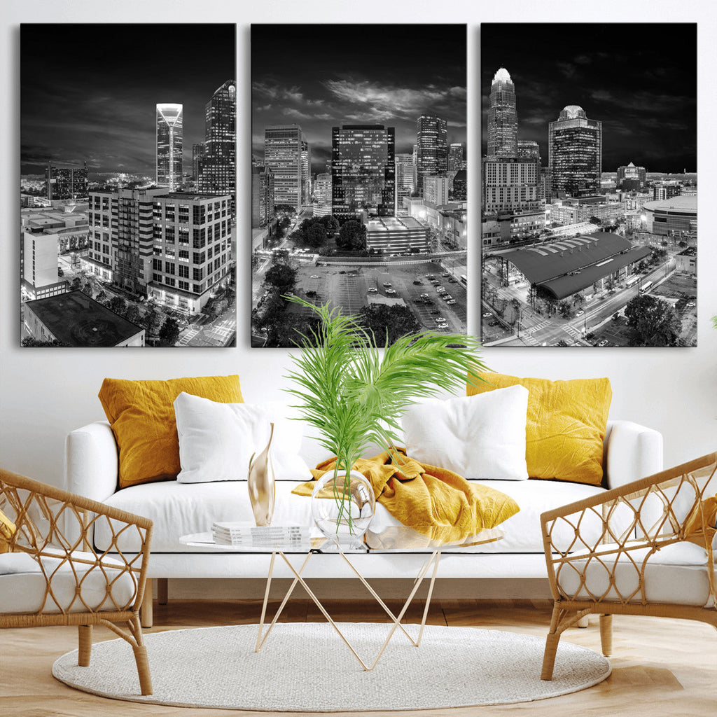 Charlotte Skyline Canvas Wall Art Print | North Carolina Cityscape