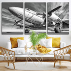 Vintage Airplane on Runway Canvas Print