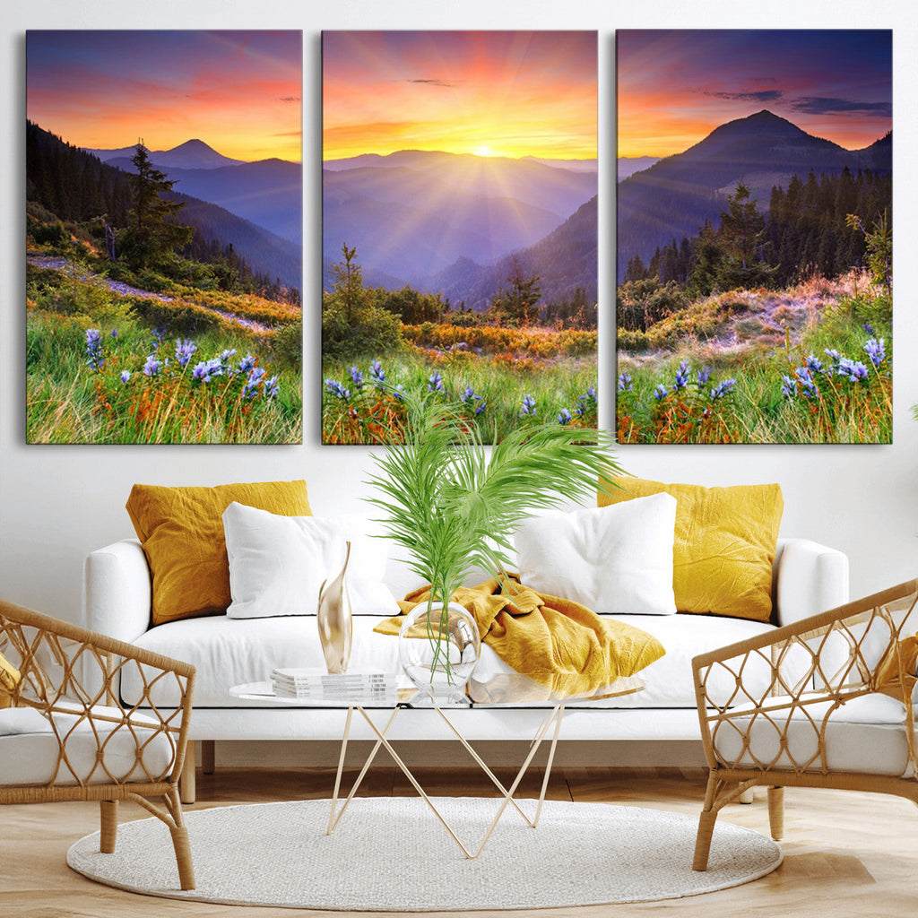 Mountain and Spring Wall Art Canvas Print