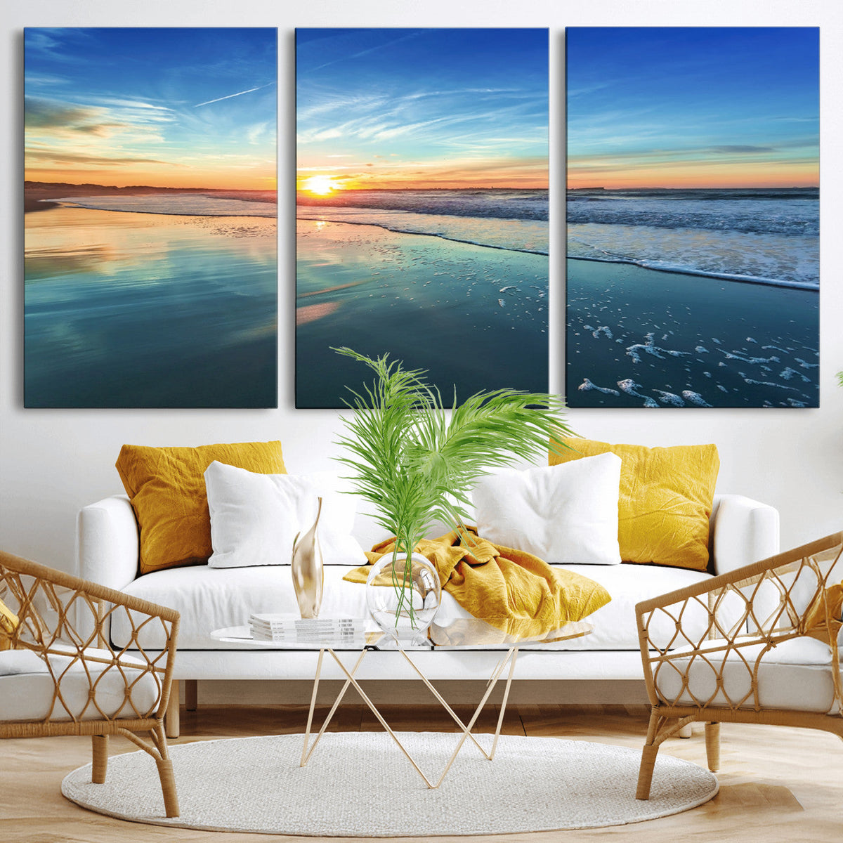 Blue Sky and Beach Wall Art Canvas Print