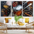 Spices and Seasonings Canvas Wall Art | Colorful Triptych Kitchen Decor