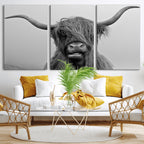 Texas Cow Wall Art Canvas, Texas Longhorn Cattle Canvas Print