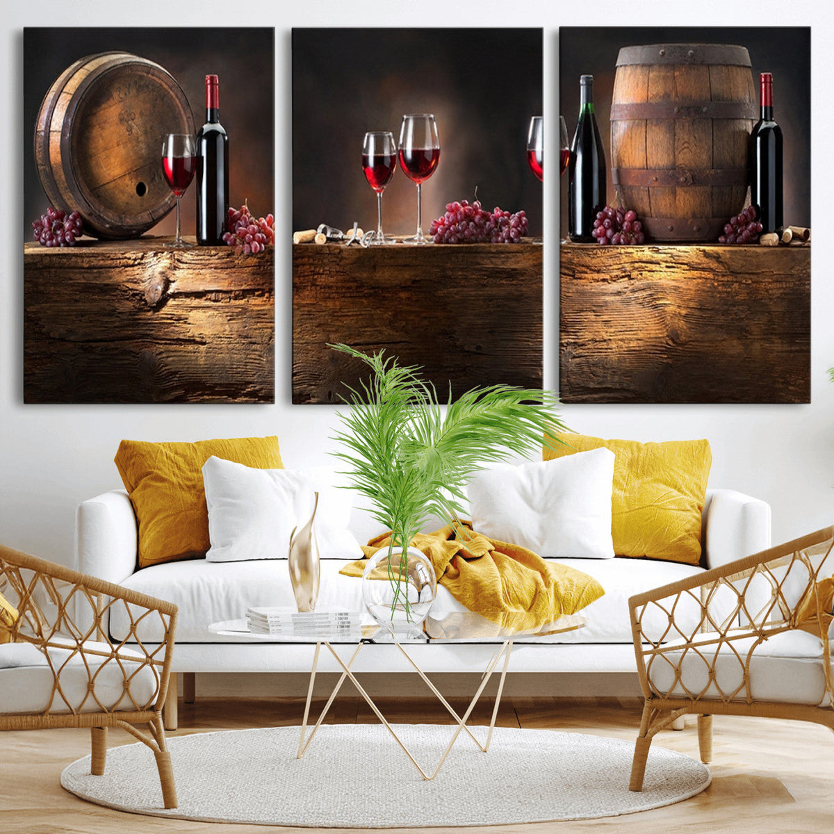 Wine and Barrels Wall Art Canvas Print