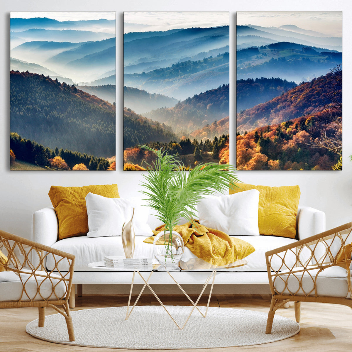 Mountains Forest Autumn Wall Art Canvas Print