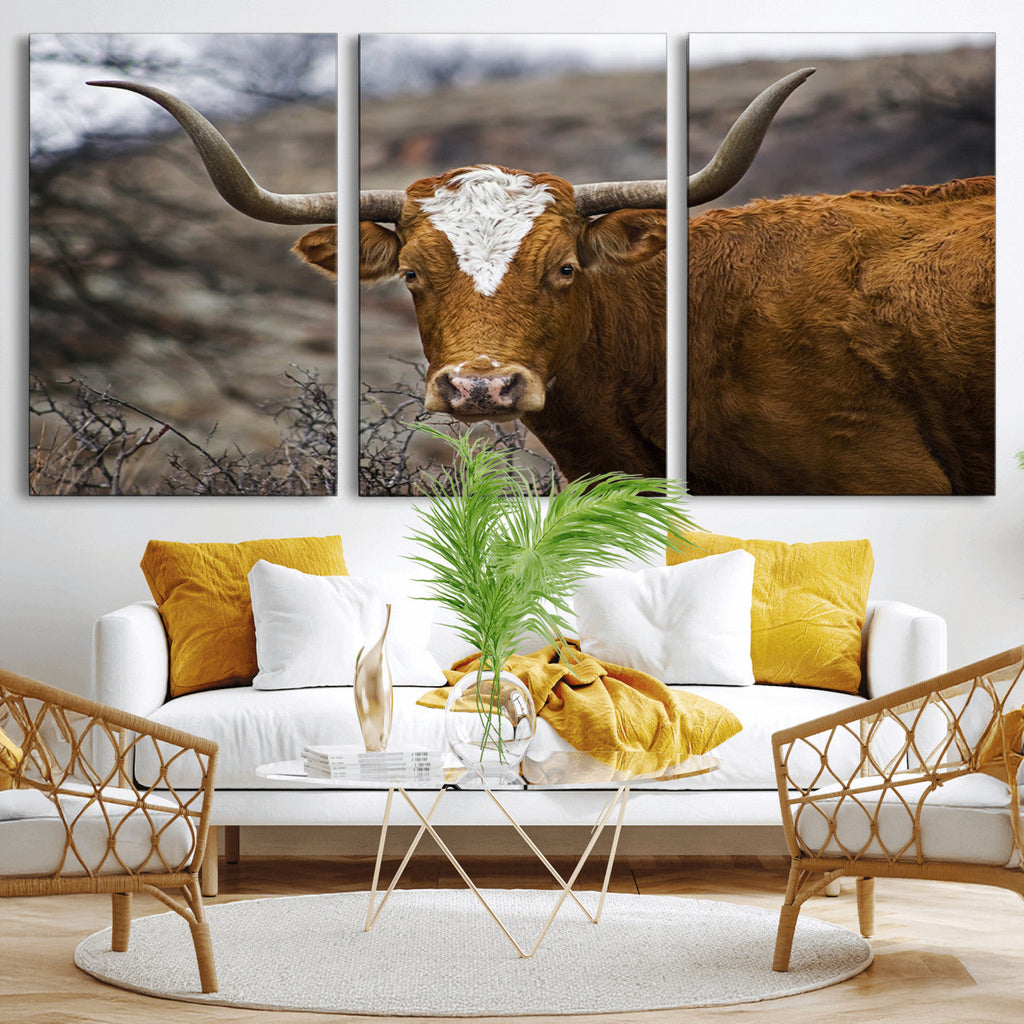 Framed Big Cow Animal Wall Art Canvas Print