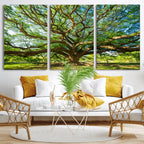 Majestic Oak Tree Wall Art | Serene Nature Canvas Print with Spreading Branches