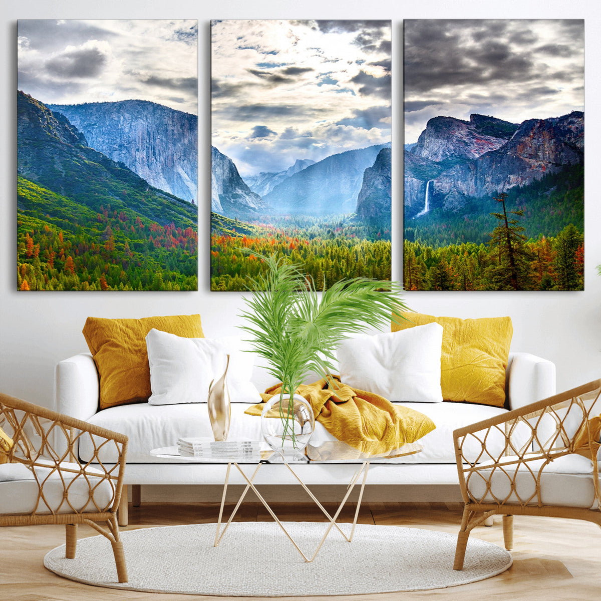 Yosemite Park Half Dome 3 Panel Canvas Print | Large Giclée Landscape Wall Art