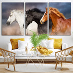 Animal Wall Art Three Horses Farmhouse Art Canvas Print