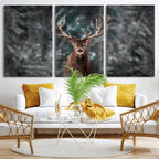 Wall Art Deer Art Animal Canvas, Framed Wall Art Deer Canvas