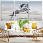 Prancing Horse Desert Large Wall Art Canvas Print, Majestic Horse Animal Artwork