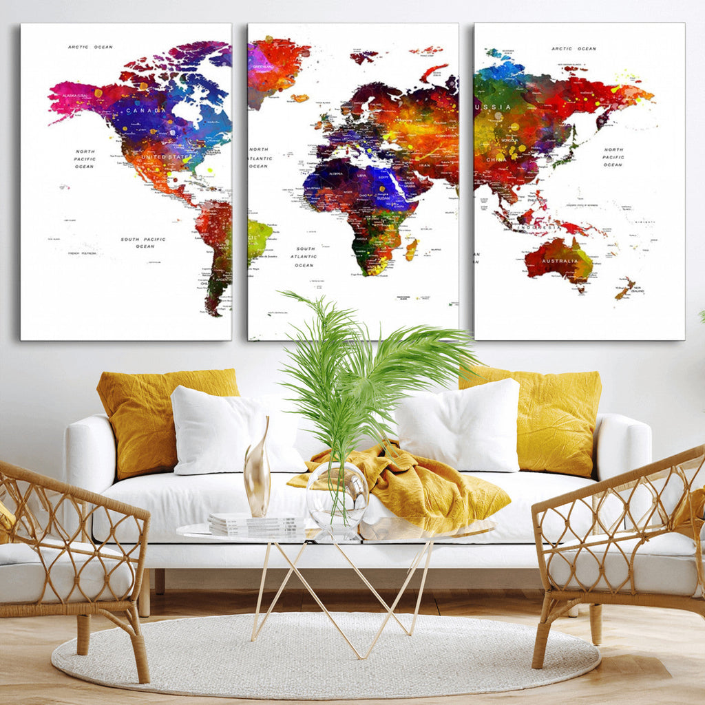 World Map Canvas Print | Detailed Map of the World Wall Art