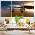 Serene Lake Pier at Sunset Canvas Print | Landscape Wall Art | Ready to Hang