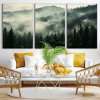 Captivating Misty Forest Wall Art Premium Canvas Print, A Foggy and Serene Atmosphere