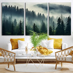 Captivating Misty Forest Wall Art, Foggy and Serene Atmosphere Canvas Print