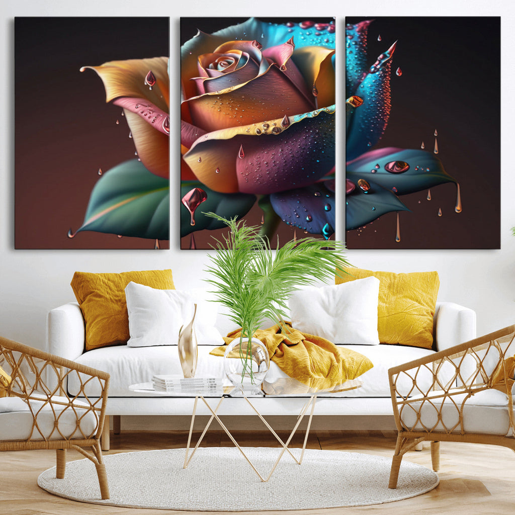 Abstract Rose Wall Art Canvas Print