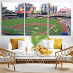 New York Mets Baseball Team Print, Citi Field Baseball Stadium Wall Art