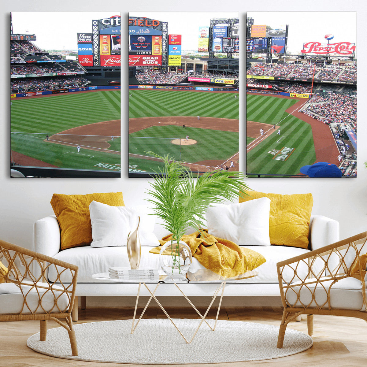 New York Mets Baseball Team Print, Citi Field Baseball Stadium Wall Art