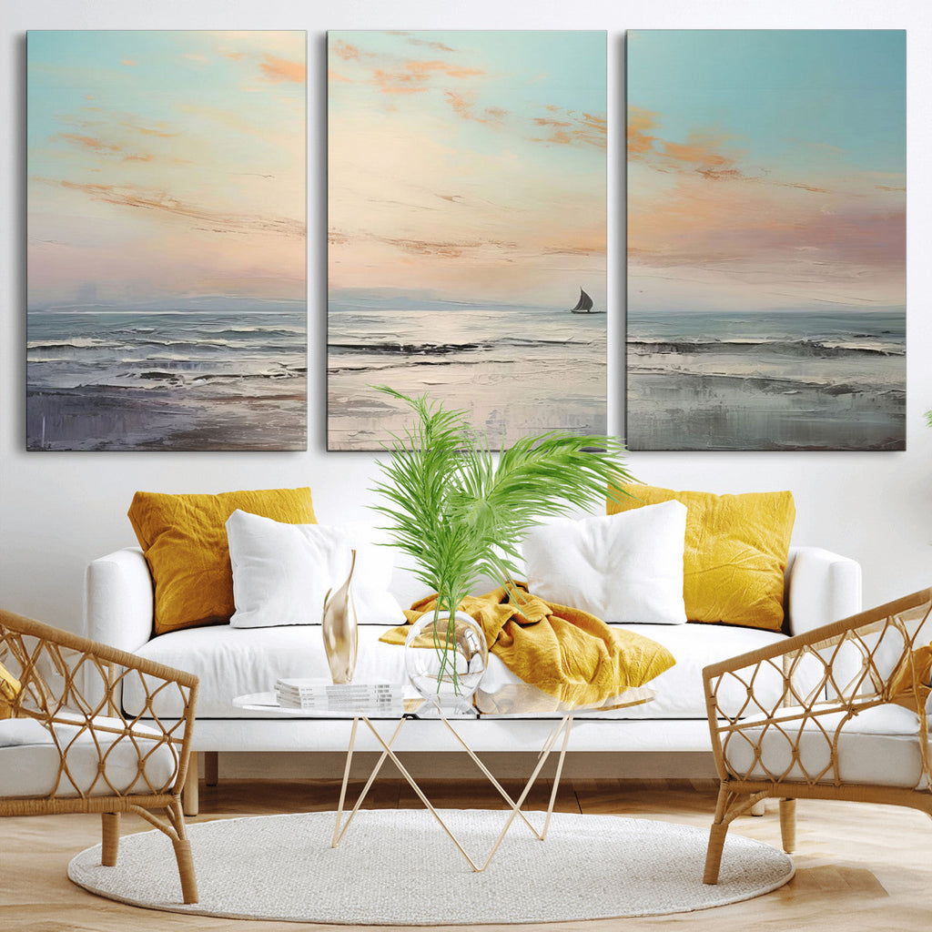 Abstract Ocean Wall Art, Boat Wall Art Canvas Print