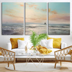 Abstract Ocean Wall Art, Boat Wall Art Canvas Print