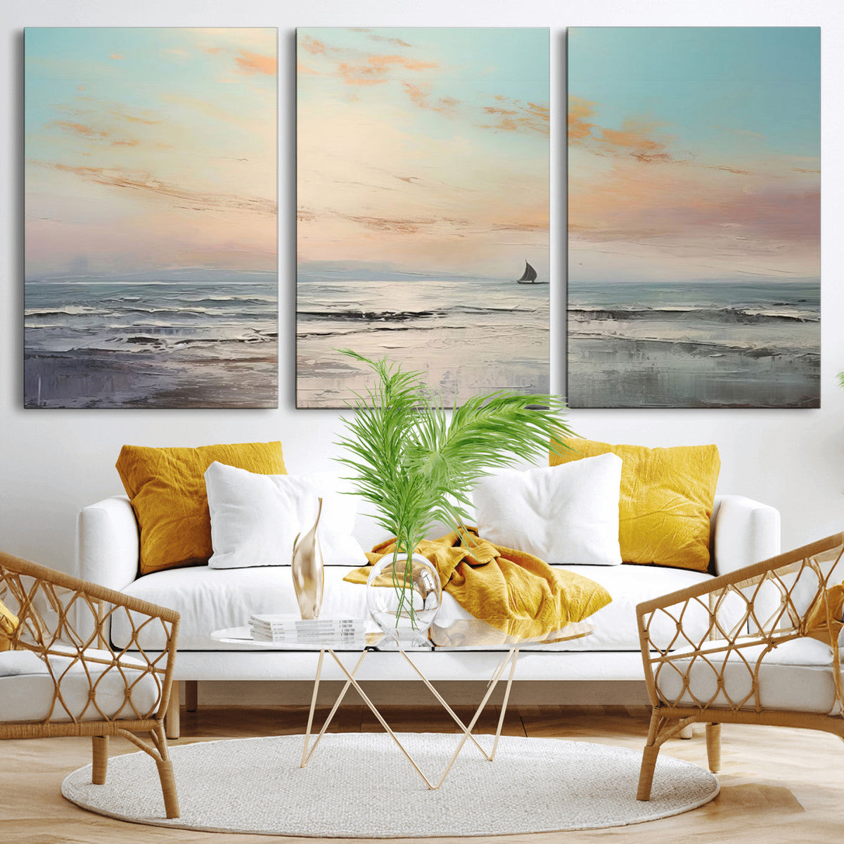 Abstract Ocean Wall Art, Boat Wall Art Canvas Print