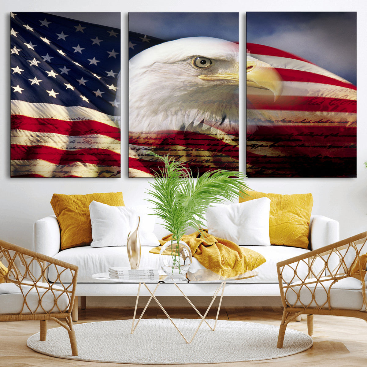 American Flag Eagle Symbol Wall Art Canvas Print, Patriotic American Flag Eagle Wall Art