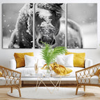 Black and White Horse Winter Wall Art, Ready to Hang
