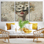 Abstract Floral Women Pastel Wall Art Canvas Print