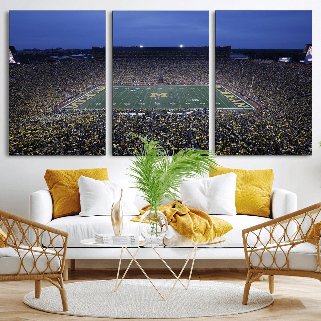 University of Michigan Wolverines Football Team Print, Ann Arbor, Home Bar Wall Decor