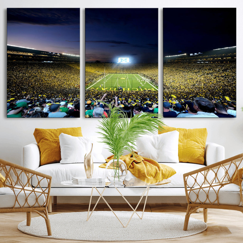 University of Michigan Wolverines Football Team Print, Ann Arbor, Extra Large Game Room Wall Decor