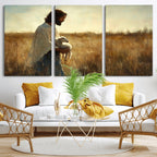 Jesus the Good Shepherd Wall Art Canvas Print, Inspirational Christian Religious Print for Prayer Room
