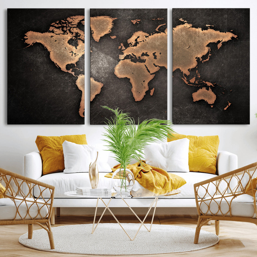 World Map Canvas Print | Framed Travel Map Wall Art for Couples