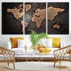 World Map Canvas Print | Framed Travel Map Wall Art for Couples