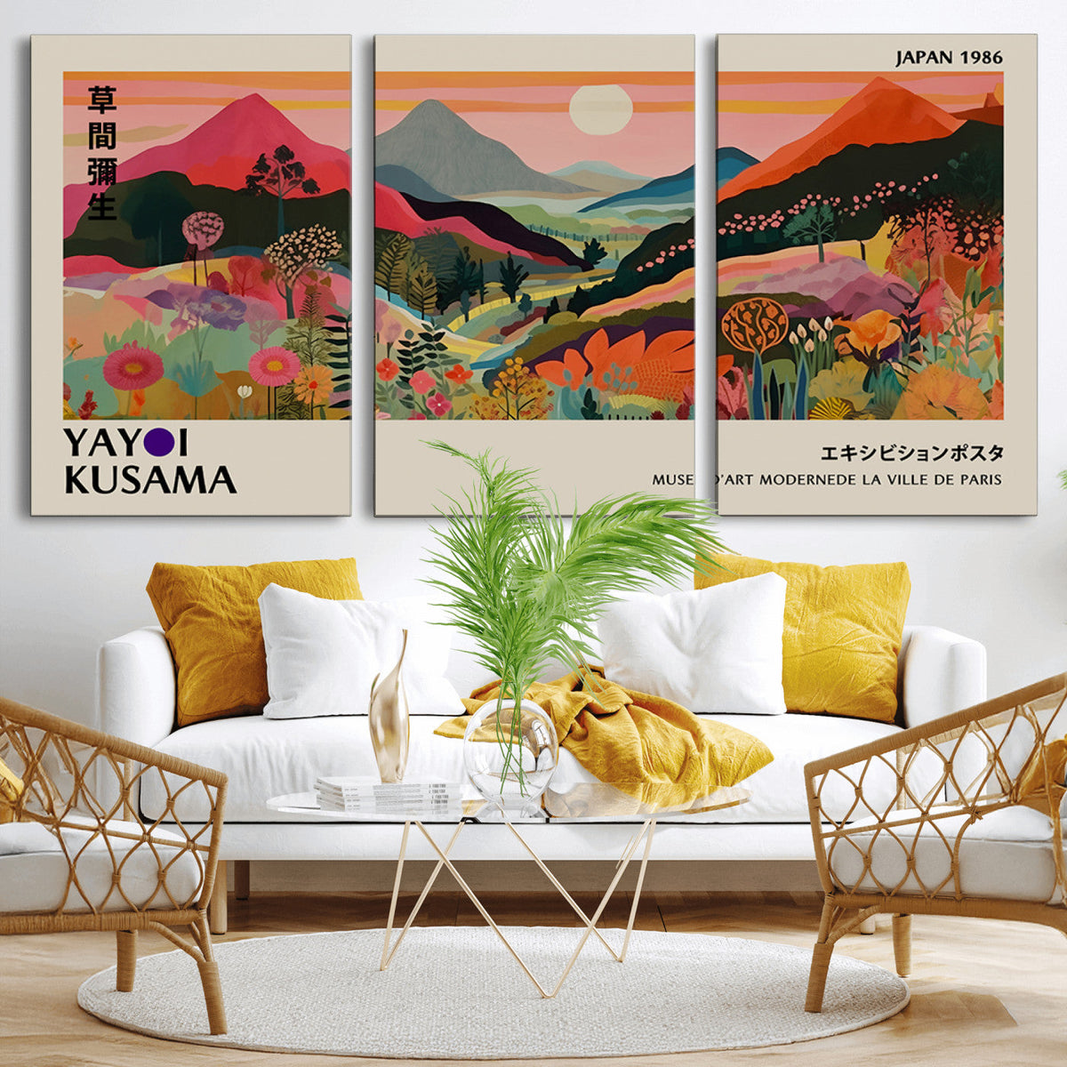 Yayoi 1986 Wall Art Print, Vibrant Wabi Sabi Japanese Abstract Design