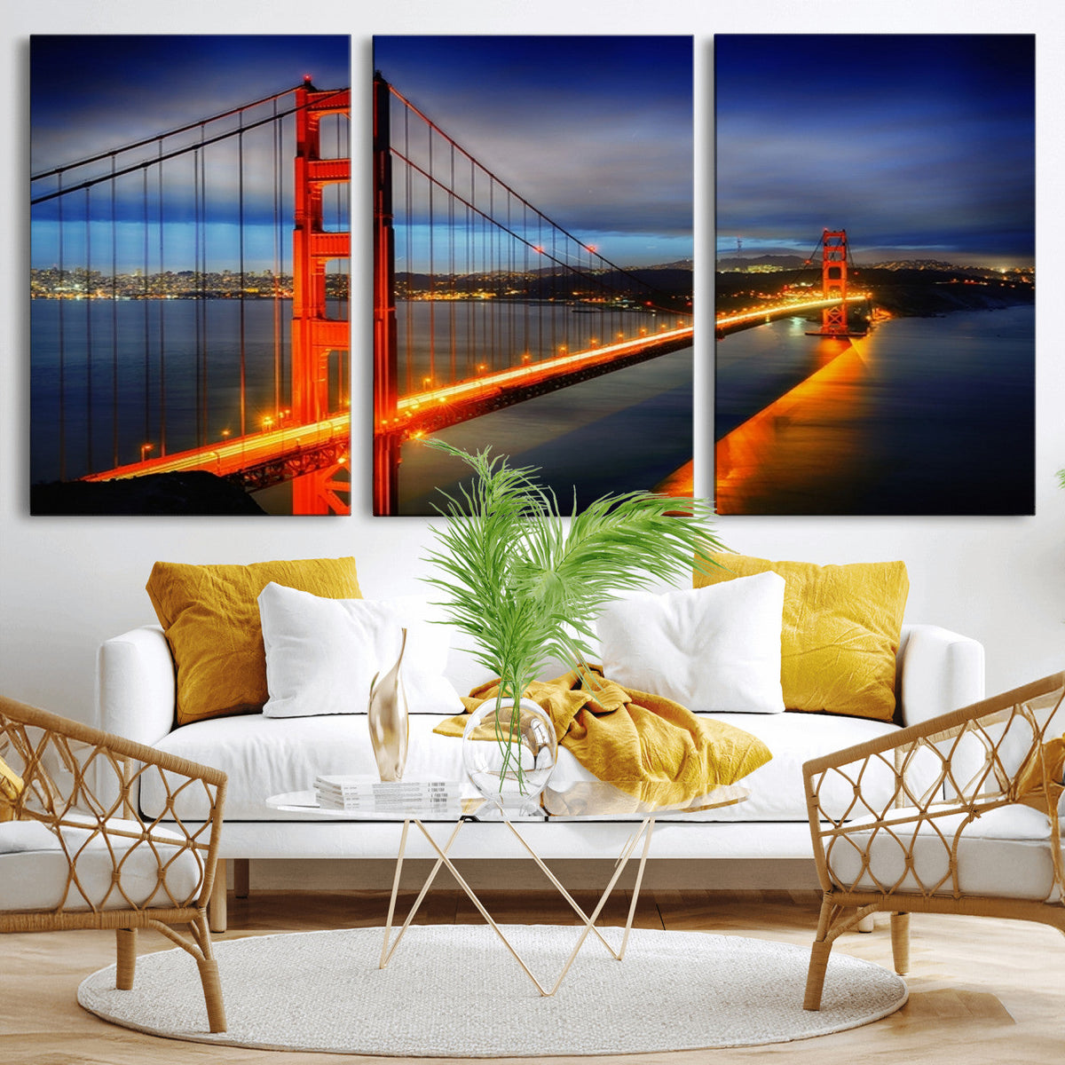 Large Wall Art San Francisco Canvas Print - Wonderful Golden Gate Bridge at Twilight