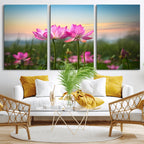 Pink Flower on the Mountain Canvas Print, Framed Pink Flower Canvas Wall Art